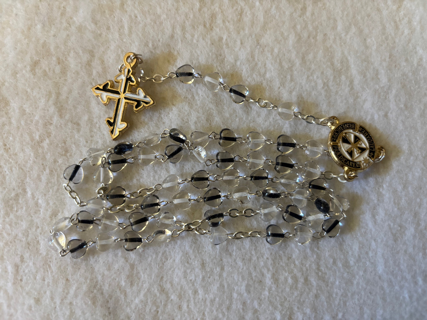 Rosary Crystal Striped Gold O.F.