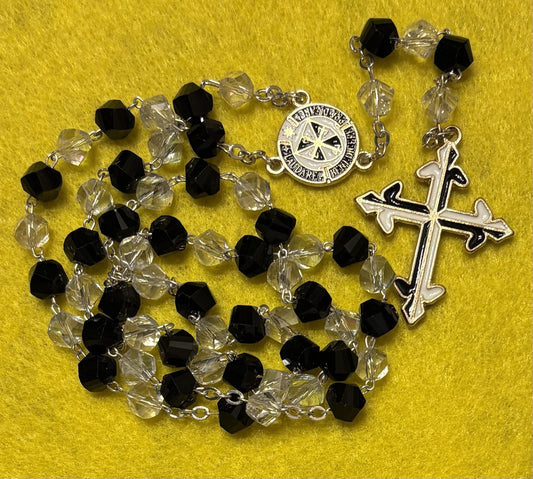 Rosary Black-White Clear Crystal