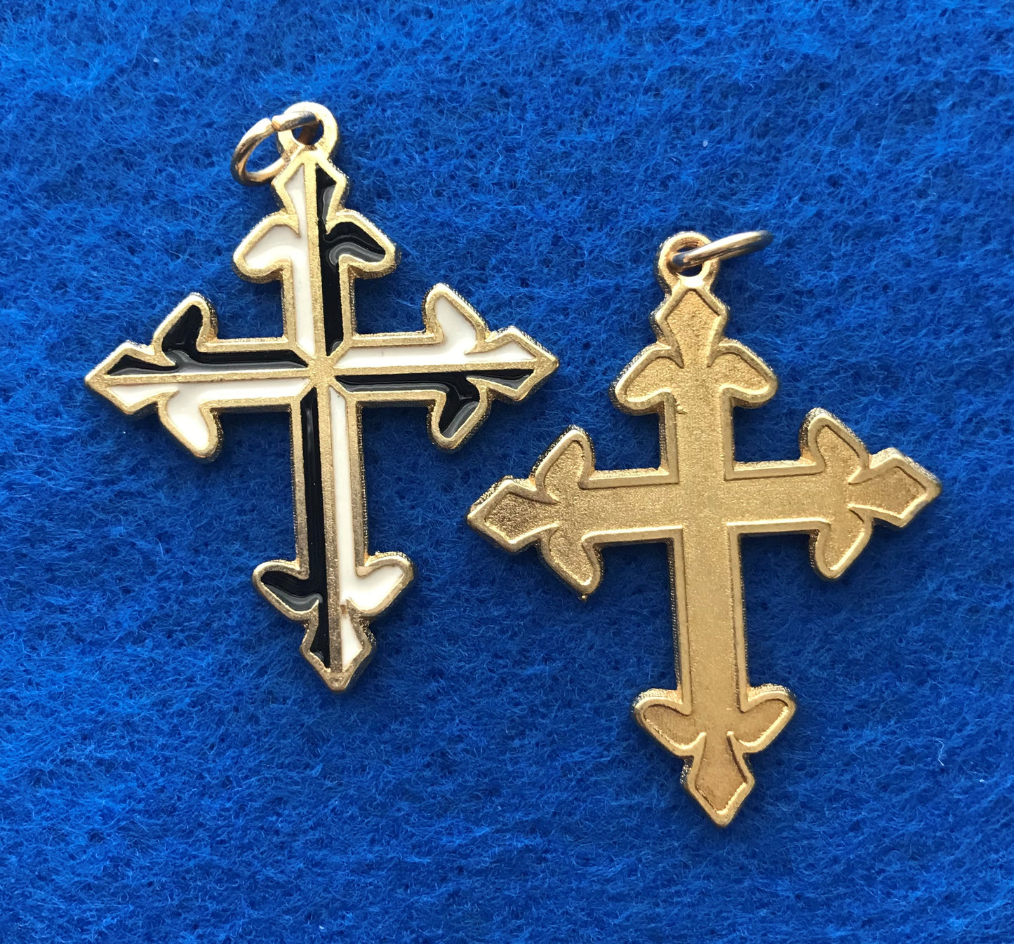 Cross: Gold Small Enameled on one side