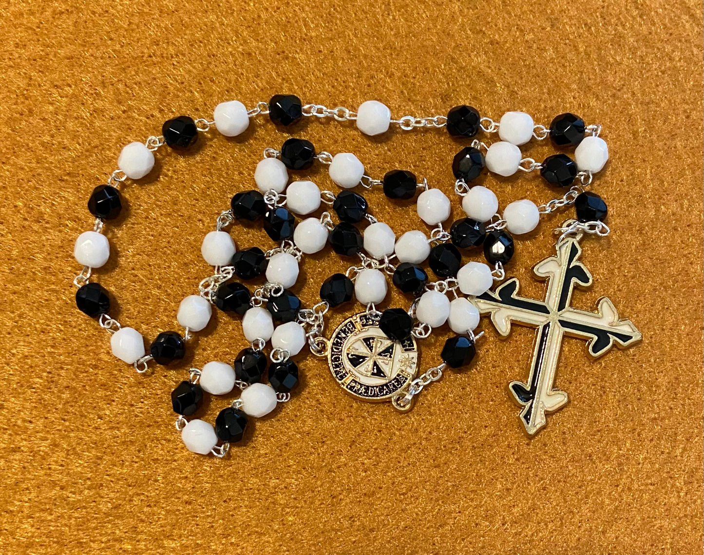 Rosary Dominican Black White