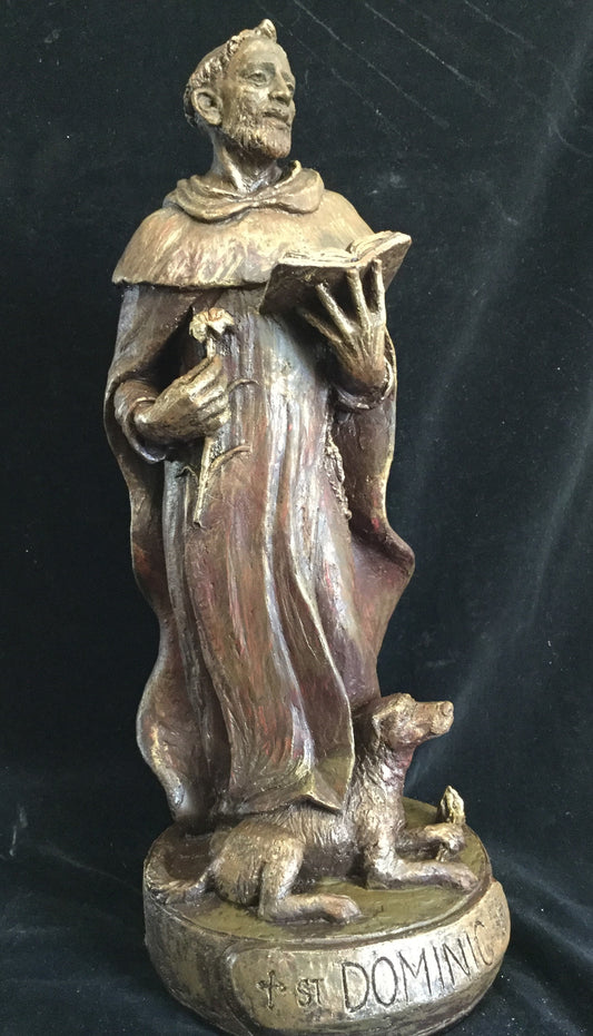 Statue: St Dominic, 3ft, white flower