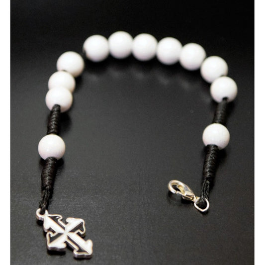 Rosary Bracelet, white, wooden