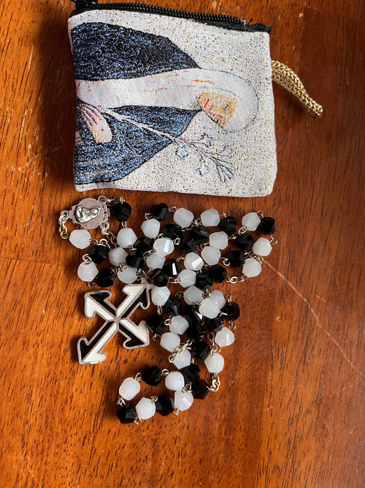 Rosary Crystal Large Black/White