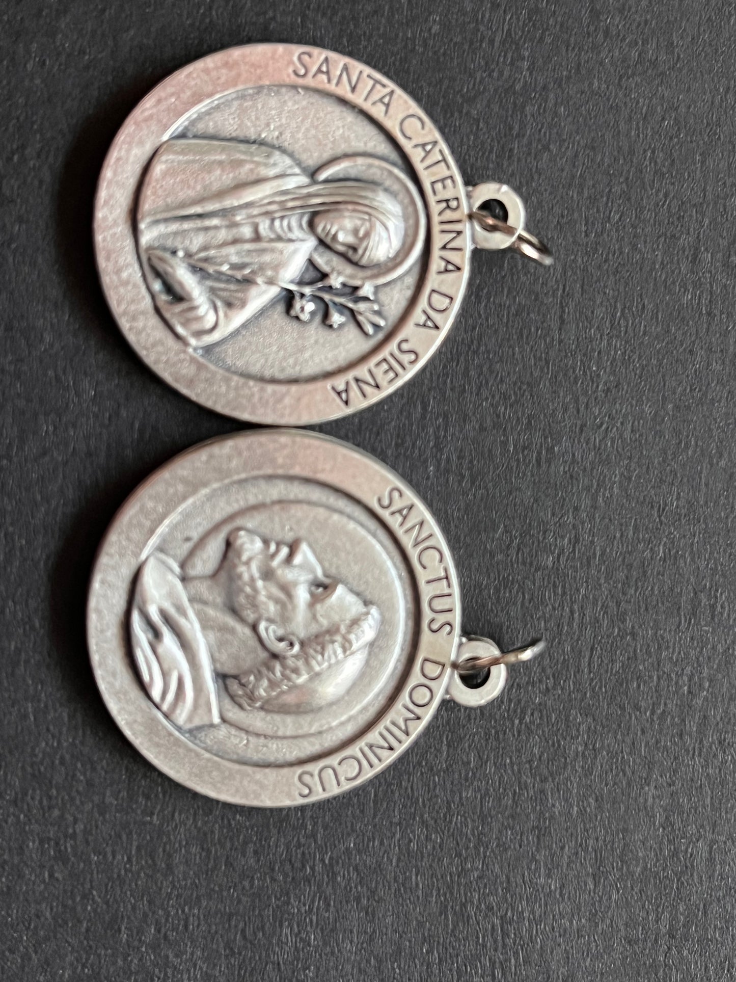 Brushed Metal St Dominic & St Catherine Medal Large