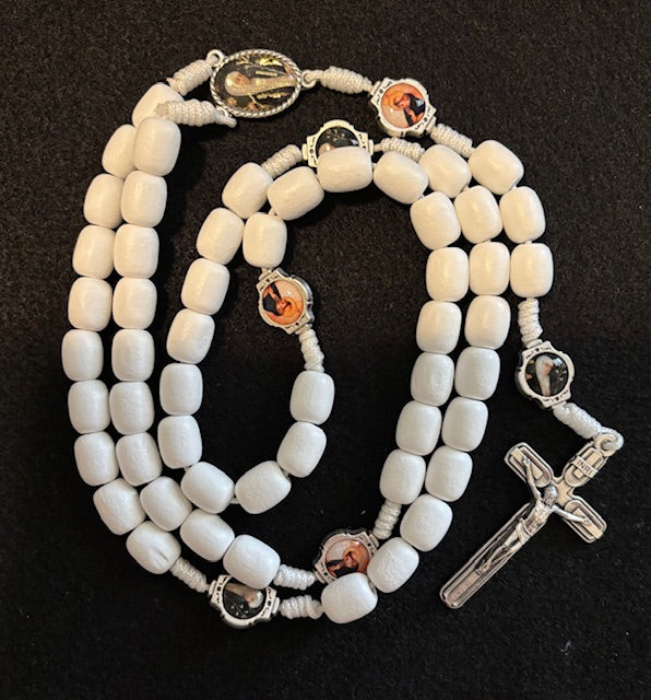 Rosary Wooden Oval beads white